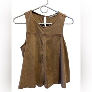 CHLOE K Tan faux suede sleeveless top